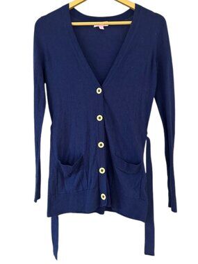 Lilly Pulitzer Navy Jocelyn Cardigan Belted Button Front Sweater